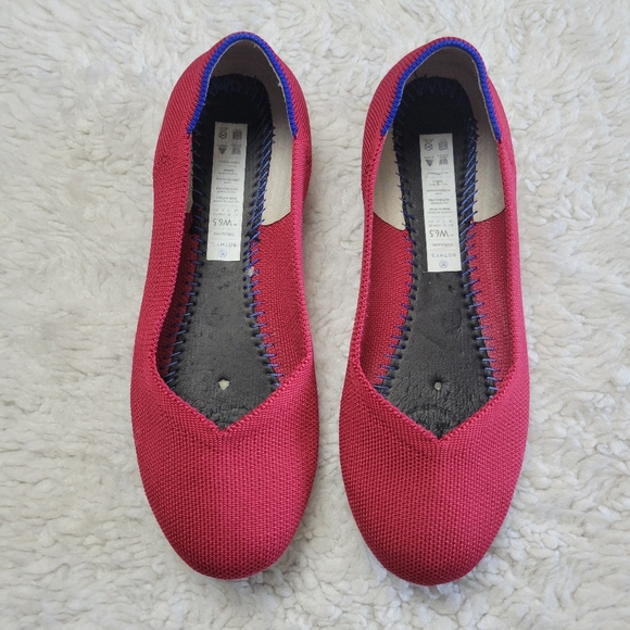 Rothy's Red Ballet Flats with Minimalist Design - Picture 2 of 8